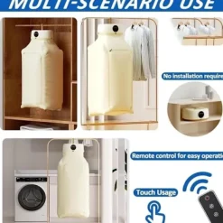 Torktumlare-Bärbar Hopfällbar Tork med UV-sterilisering - Automatisk torksystem med timer och fjärrkontroll