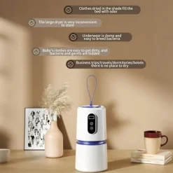 Torktumlare-Bärbar klädtork, kompakt elektrisk klädtork, multifunktionell mini-klädtork, lämplig för resor, husbilar och lägenheter.