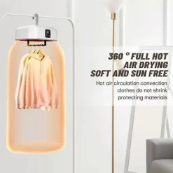 Torktumlare-Bärbar Klädtork, Mini Tvättmaskinstorkar med Fjärrkontroll, Liten Kompakt Vikbar Elektrisk Torkmaskin EU-kontakt