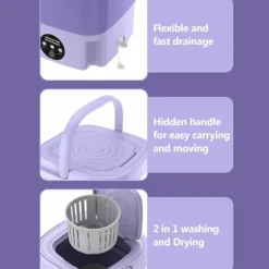 Tvättmaskiner-Bärbar 8L Hopfällbar Mini Tvättmaskin, Mini Tvättmaskin och Tork