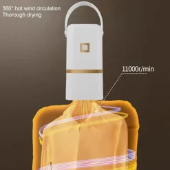 Torktumlare-Bärbar Mini Torktumlare med Inbyggd Torkpåse för Resor och Hemmabruk Vit 70x70 cm
