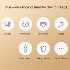 Torktumlare-Bärbar Mini Torktumlare med Inbyggd Torkpåse för Resor och Hemmabruk Vit 70x70 cm