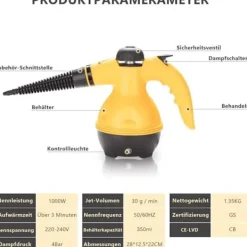 Generic Ångtvättar-Bärbar Ångrengörare - Hushållsapparater - 1000 W - 4 bar - 350 ml - Gul
