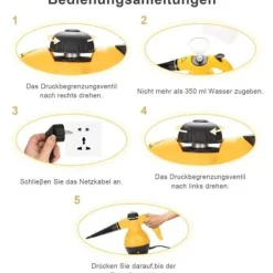 Generic Ångtvättar-Bärbar Ångrengörare - Hushållsapparater - 1000 W - 4 bar - 350 ml - Gul