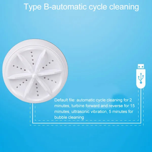 LBSS Tvättmaskiner-Bärbar tvättmaskin Mini Turbo USB driven Tar bort smutstvättmaskin Tvättmaskin för resor hem Type B