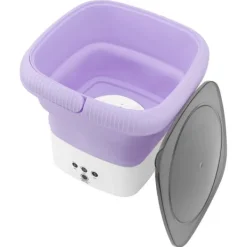 Tvättmaskiner-Bärbar Tvättmaskin Vikbar Mini Liten Bärbar Tvättmaskin för Lägenhetstvätt Resor 100‑240V EU-kontakt Lila