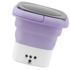 Tvättmaskiner-Bärbar Tvättmaskin Vikbar Mini Liten Bärbar Tvättmaskin för Lägenhetstvätt Resor 100‑240V EU-kontakt Lila