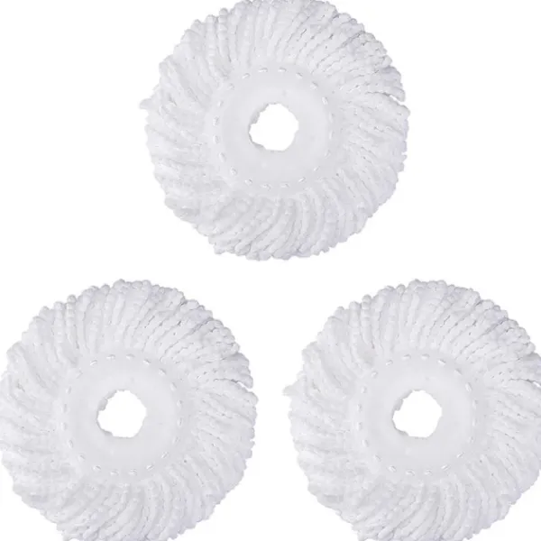J-star Städmoppar-Byte av 3-pack mopphuvud för orkansnurrmoppar, mikrofiberpåfyllningar, rund standardstorlek