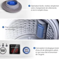 COSTWAY Tvättmaskiner-Mini tvättmaskin med centrifugering 3,5 kg Auto 240W med uttorkningsfunktion Kontrollpanel för lägenheter