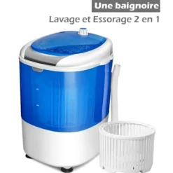 COSTWAY Tvättmaskiner-Mini-tvättmaskin med enkelsnurra 2,5 kg bärbar med tidsfunktion för lägenhet/sovsal