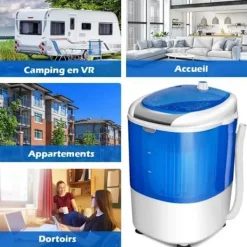 COSTWAY Tvättmaskiner-Mini-tvättmaskin med enkelsnurra 2,5 kg bärbar med tidsfunktion för lägenhet/sovsal