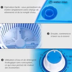 COSTWAY Tvättmaskiner-Mini-tvättmaskin med enkelsnurra 2,5 kg bärbar med tidsfunktion för lägenhet/sovsal