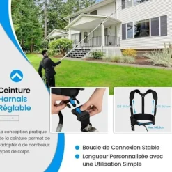 COSTWAY Högtryckstvättar-teleskoplans för högtryckstvätt 550CM 5 sprutmunstycken, 2 adaptrar, vridbar koppling, sele