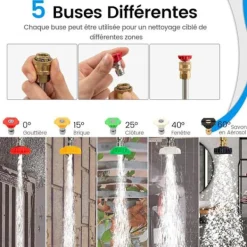 COSTWAY Högtryckstvättar-teleskoplans för högtryckstvätt 550CM 5 sprutmunstycken, 2 adaptrar, vridbar koppling, sele