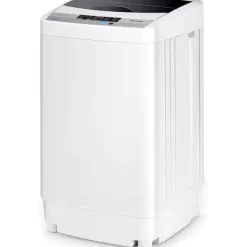 COSTWAY Tvättmaskiner-Tvättmaskin Automatisk 10 Program Kapacitet Tvätt 4,5 kg LED-display Tvättmaskin Vatten- och Energibesparing