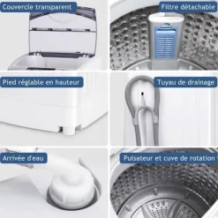 COSTWAY Tvättmaskiner-Tvättmaskin Automatisk 10 Program Kapacitet Tvätt 4,5 kg LED-display Tvättmaskin Vatten- och Energibesparing