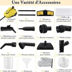 COSTWAY Ångtvättar-Dammstädare 2000W för vägglöss 5BAR-19 Tillbehör-Reservoir 1,8L-Universaldäck-160℃-Autonomi 35 min-