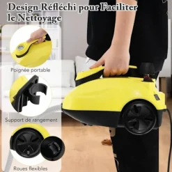 COSTWAY Ångtvättar-Dammstädare 2000W för vägglöss 5BAR-19 Tillbehör-Reservoir 1,8L-Universaldäck-160℃-Autonomi 35 min-