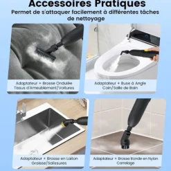 COSTWAY Ångtvättar-Dammsugare med ånga för vägglöss 1600W -180℃-3 Bar-Reservoir 1L-Förvärmning på 15s-Justerbar intensitet-12 tillbehör-Gul