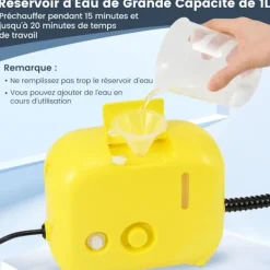 COSTWAY Ångtvättar-Dammsugare med ånga för vägglöss 1600W -180℃-3 Bar-Reservoir 1L-Förvärmning på 15s-Justerbar intensitet-12 tillbehör-Gul