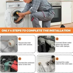 Tvättmaskiner-DC62-00214Q Vatteninloppsventil för Tvättmaskin, Ersättning för Vatteninlopps Solenoidventil