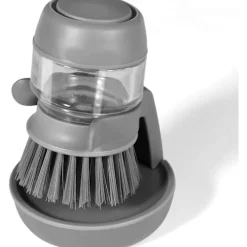 NICEGOU Rengöringsmedel-Diskborste med Tvåldispenser, Köksborste för Rengöring av Disk, Kastruller, Pannor och Diskbänkar -- Grå