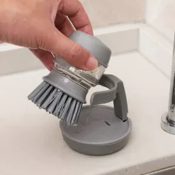 NICEGOU Rengöringsmedel-Diskborste med Tvåldispenser, Köksborste för Rengöring av Disk, Kastruller, Pannor och Diskbänkar -- Grå