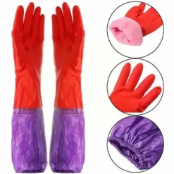 Dammsugare & Tillbehör-Diskhandskar plus sammet varma hushållshandskar vinter latex pvc handskar långa rena vattentäta hushållshandskar