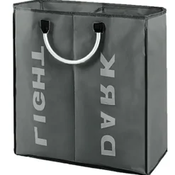 Xuigort Tvättillbehör-Dubbel Stor Tvättkorg med Handtag, 53x23×53cm Hopvikbar Smutstvättkorg för Tvättförvaring