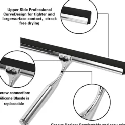 DAO Fönsterrengöring-Duschskrapa, Fönsterskrapa Rostfri Skrapa Dusch 12 Tum Duschskrapa Med Väggupphängning Utan [DB]