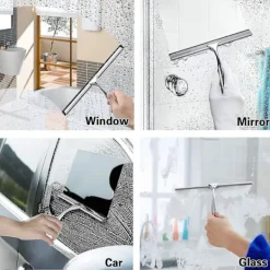 DAO Fönsterrengöring-Duschskrapa, Fönsterskrapa Rostfri Skrapa Dusch 12 Tum Duschskrapa Med Väggupphängning Utan [DB]