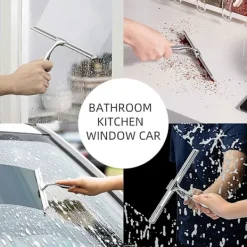 DAO Fönsterrengöring-Duschskrapa, Fönsterskrapa, Duschskrapa i rostfritt stål med stark sugkrok för spegel, fönster och glasrengöring, 10