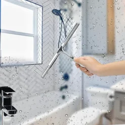 GIFT OF G Fönsterrengöring-Duschskrapa i rostfritt stål med stark sugkrok för badrum, kök, spegel, bil, fönster och glasrengöring, 10" krom