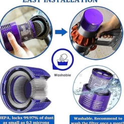 unbranded Dammsugare & Tillbehör-Dyson V10 ersättningsfilter, Dyson V10-serien ersättningsfilter, filtertillbehör # Dy-969082-01 (2-pack) (v