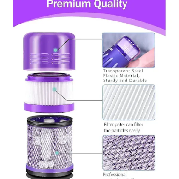 YIXI Dammsugare & Tillbehör-Dyson V12 3-pack filter - Hepa-filter för dammsugare, kompatibel med Dyson V12 Slim Absolute Detect, tvättbart tillbehör