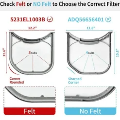 Vett Torktumlare-5231EL1003B Torktumlare Luddfilter för Torktumlare