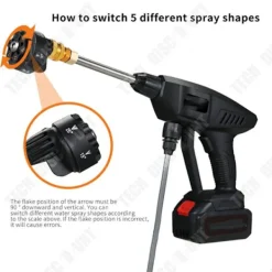 TECH DISCOUNT Högtryckstvättar-Elbilstvätt - TD® - Vattenpump 300W - Autonomi 60min - Multifunktionsmunstycke - 25V