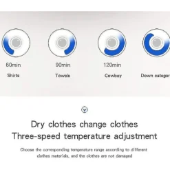 Torktumlare-Elektrisk klädtork med fjärrkontroll, bärbar, ljudlös, varmluftstork, klädtorkningsställ