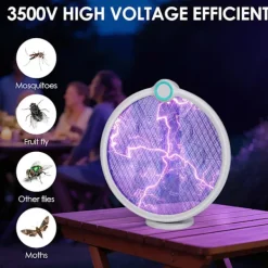 9054726977109 Skadedjur & Insekter-Elektrisk myggracket, 3 i 1 1200mAh USB-uppladdningsbar myggracket - Kan roteras och fällas ihop i alla riktningar