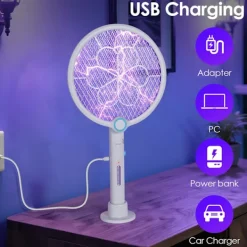 9054726977109 Skadedjur & Insekter-Elektrisk myggracket, 3 i 1 1200mAh USB-uppladdningsbar myggracket - Kan roteras och fällas ihop i alla riktningar