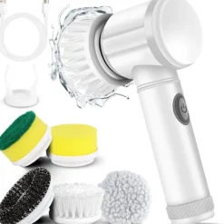 Dammsugare & Tillbehör-Elektrisk Spinnskrubbare Elektrisk Rengöringsborste Sladdlös Krafttvätt med 5 Utbytbara Borst Huvuden Handhållen Kraftduschskrubbare