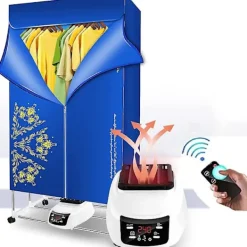 Torktumlare-Elektrisk torktumlare med timing Fjärrkontroll Bärbar Mute Silent Elektrisk varmluftstork Torkställ för kläder