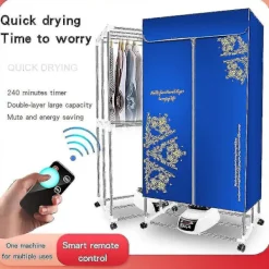 Torktumlare-Elektrisk torktumlare med timing Fjärrkontroll Bärbar Mute Silent Elektrisk varmluftstork Torkställ för kläder
