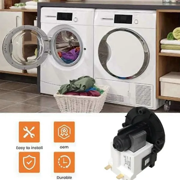 FMYSJ Tvättmaskiner-Ersättnings tvättmaskin 5859EN1004J Dräneringsmotor för LG Trumtvättmaskin Sumppumpmotor Acce (FMY) Black White