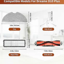 Dammsugare & Tillbehör-Ersättningsdelar för Dreame D9, D9 Max, D9 Pro, L10, L10 Pro Dammsugare, Huvudborste, Sidoborste