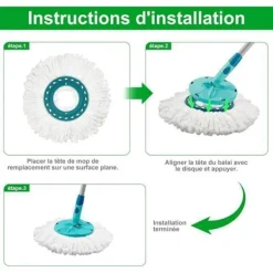 Generic Städmoppar-Ersättningsmopphuvud, kompatibelt med Leifheit Clean Twist Mopp, Ersättningsmopphuvud för moppset