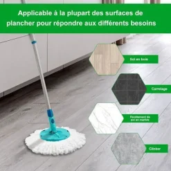 Generic Städmoppar-Ersättningsmopphuvud, kompatibelt med Leifheit Clean Twist Mopp, Ersättningsmopphuvud för moppset