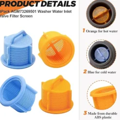 Tvättmaskiner-Filter för tvättmaskinens vatteninlopp - Passar till Kenmore och Lg tvättmaskiner - 4-pack