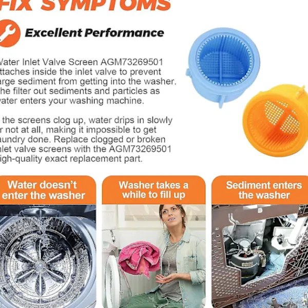 Tvättmaskiner-Filter för tvättmaskinens vatteninlopp - Passar till Kenmore och Lg tvättmaskiner - 4-pack