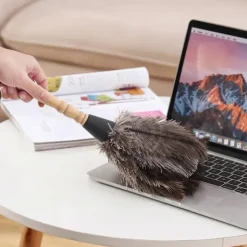 Dammsugare & Tillbehör-Fjäderdammsvippa Mjuk Antistatisk Miljövänlig Tvättbar Återvinningsbar Rengöring Strutsfjäder Trähandtag Fluffig Dammvippa För Hemmet